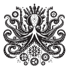 premium artwork style of an octopus vector