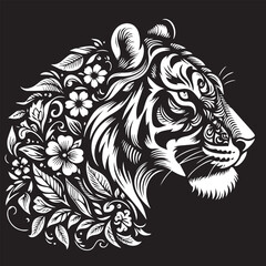 premium artwork style flower tiger shape vector