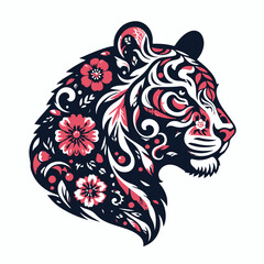 premium artwork style flower tiger shape vector