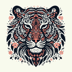 premium artwork style flower tiger shape vector