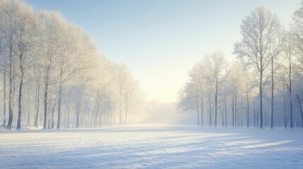 Obraz premium Glistening frost covers the grove, crafting a sparkling scene that ignites the creativity of those who wander through its enchanting beauty.