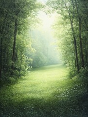 Fototapeta premium In the heart of the forest, a gentle breeze awakens memories, each a gem longing to be unearthed once more.