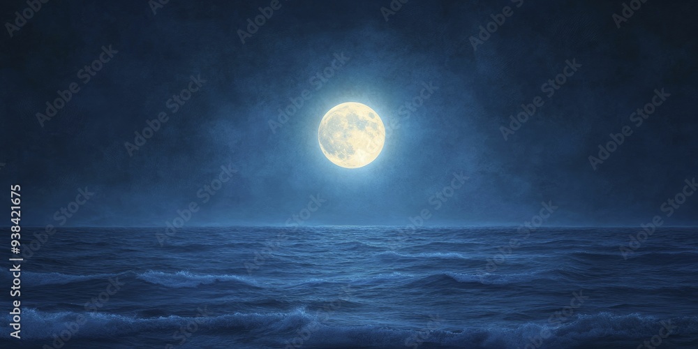 Wall mural The luminous shimmer of moonlight dancing on calm waters, wrapping the evening in a peaceful embrace.