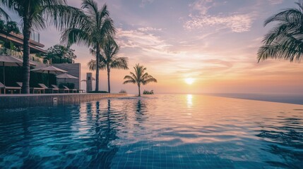 A luxurious swimming pool with an exclusive ocean view, showcasing the serene water of the pool blending seamlessly with the expansive ocean horizon