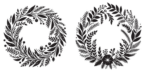 vector flower silhouette frame 