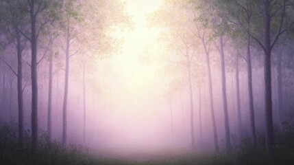 Naklejka premium Whispers of twilight weave through the grove, revealing mysteries concealed beneath the luminous tapestry of leaves.