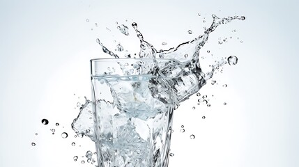 glass of water on white background