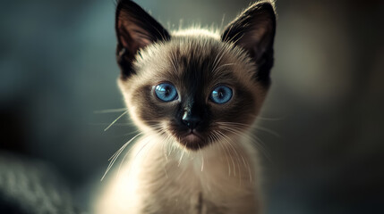 Fototapeta premium siamese kitten with captivating blue eyes