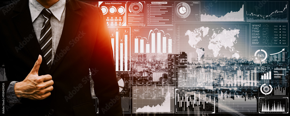 Aufkleber data analysis for business and finance concept. graphic interface showing future computer technology