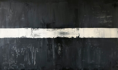 Naklejka premium A minimalist oil painting with hard brushstrokes of pure black with three white stripes