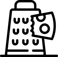 Simple vector of a metal grater grating cheese, perfect for recipes and cooking related designs