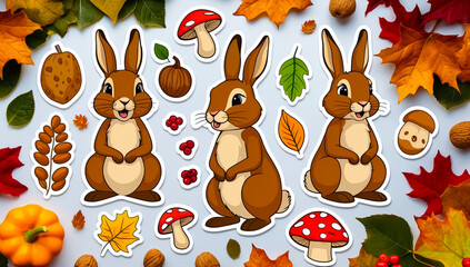 Fototapeta premium sticker set, different cute bunnies