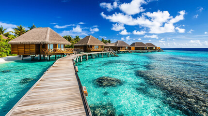 Beautiful Maldives Beach with its stunning natural backdrop.