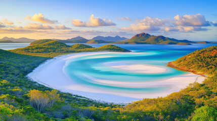 Fototapeta premium Beautiful Whitehaven Beach with its stunning natural backdrop.