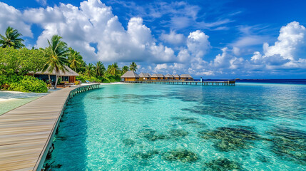 Beautiful Maldives Beach with its stunning natural backdrop.