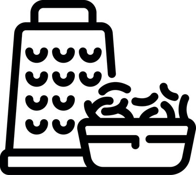 black grater with grated food in bowl clip art preview