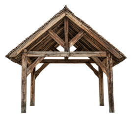 PNG Wooden shelter with traditional design