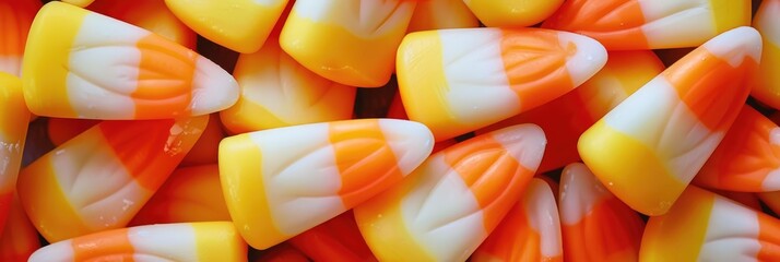 Close-up of well-organized candy corn