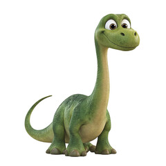 Fototapeta premium A cartoon dinosaur with a big smile on its face. The dinosaur is green and has a long neck.