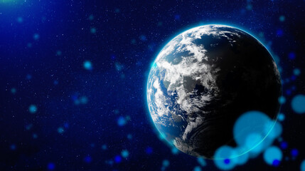 Planet Earth in space, banner design with space for text. Image elements furnished by NASA