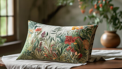 Cushion Cover Made from Ecoprint Fabric: A Natural and Eco-Friendly Touch