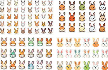 rabbit animal cute vector illustration cartoon easter set design hare character collection pet decoration spring white graphic isolated icon funny happy 