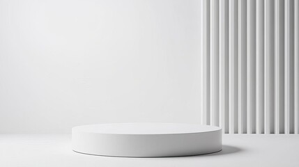 Simple 3D pedestal with clean lines and neutral tones, minimalist platform, modern focus