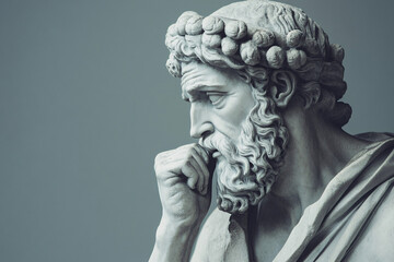 Obraz premium classical marble sculpture of a bearded man in a thoughtful pose exuding wisdom contemplation and timeless beauty