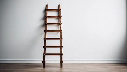 Ladder in white interior as concept of achievieng goals and success, ai