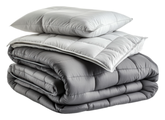 PNG Gray and white cozy bedding set