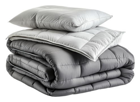PNG Gray and white cozy bedding set