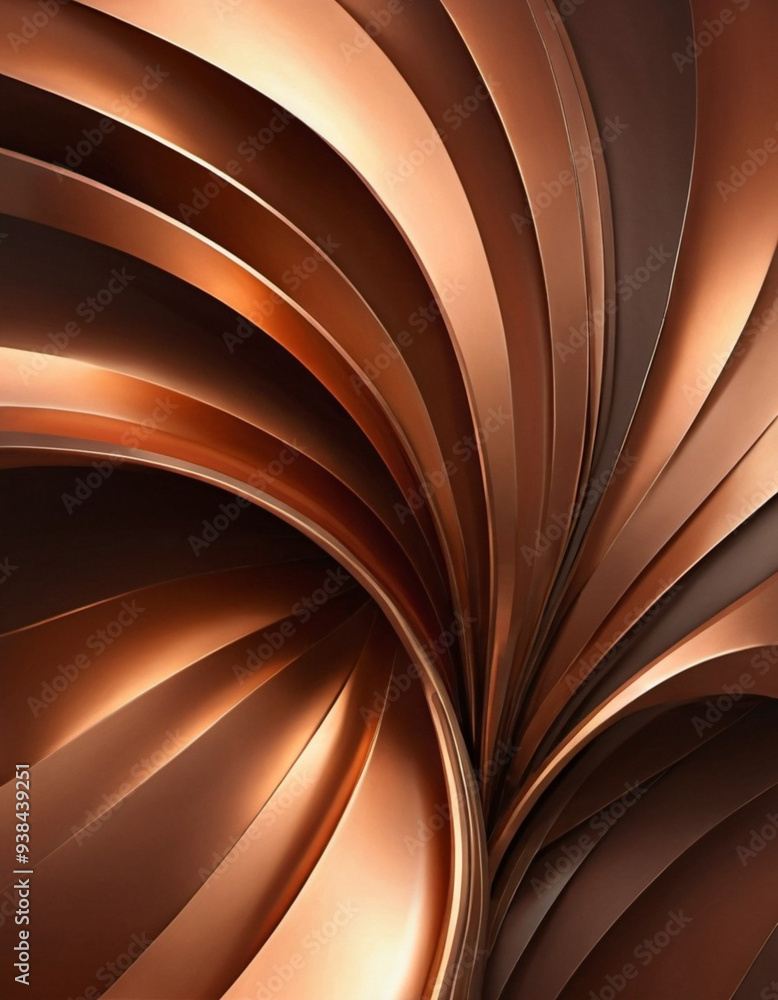 Poster a close-up of bronze surface with a gradient, featuring curved lines and subtle light reflections. t