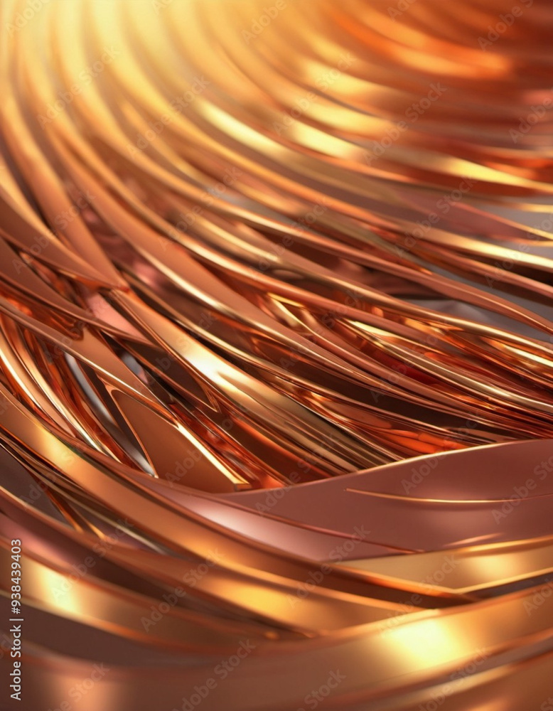 Poster a close-up of bronze surface with a gradient, featuring curved lines and subtle light reflections. t