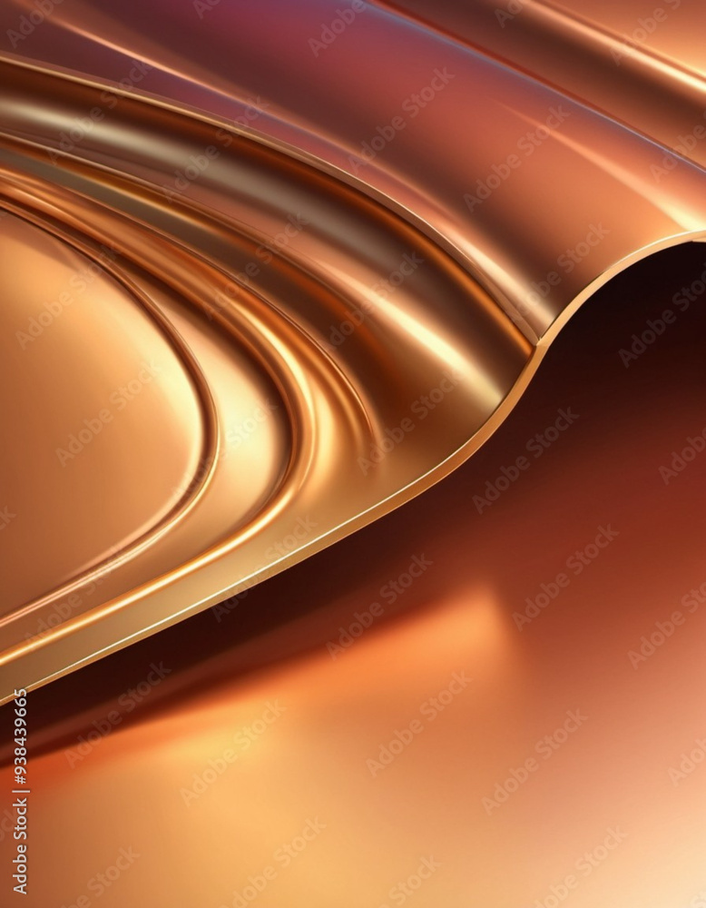 Poster a close-up of bronze surface with a gradient, featuring curved lines and subtle light reflections. t