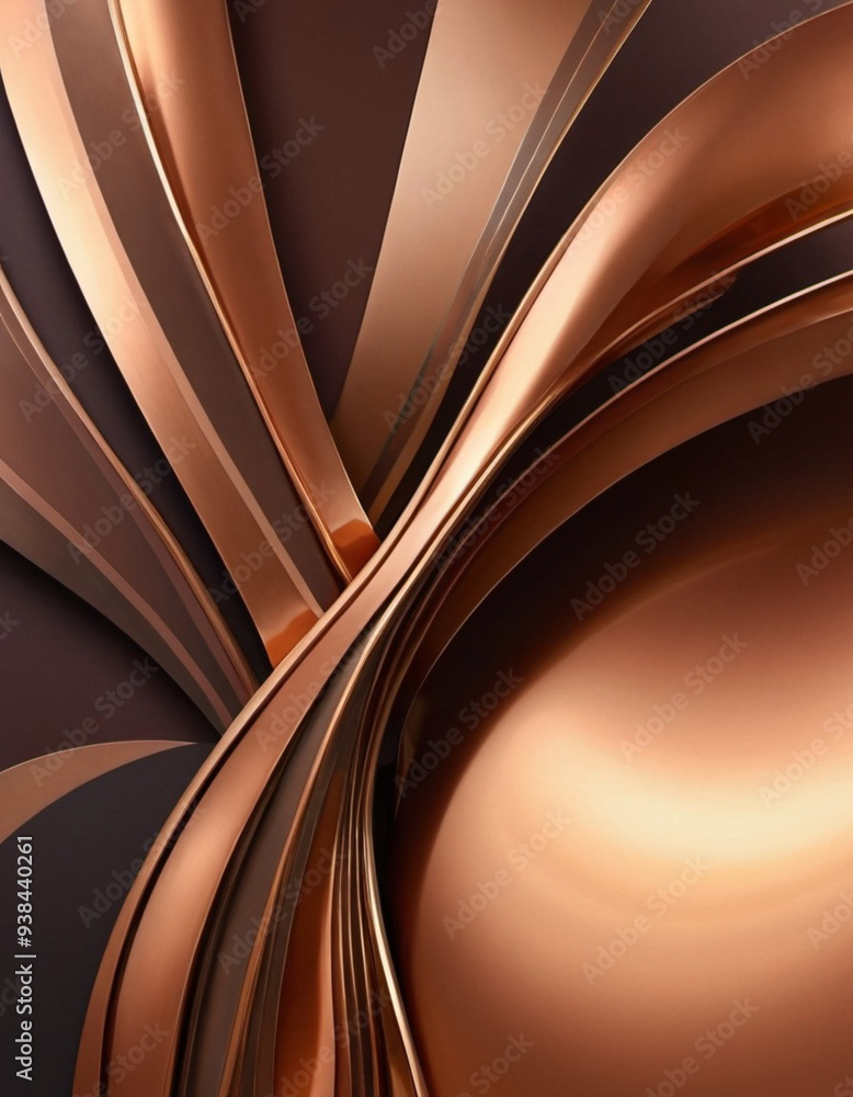 Poster a close-up of bronze surface with a gradient, featuring curved lines and subtle light reflections. t