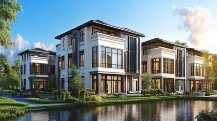 Fototapeta premium New construction development with sustainable features
