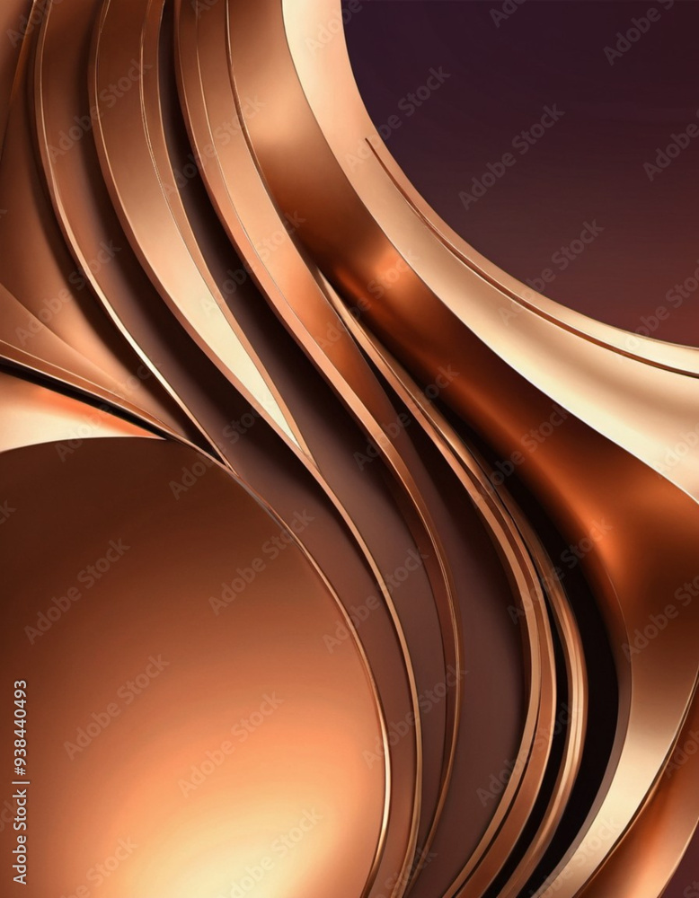Poster a close-up of bronze surface with a gradient, featuring curved lines and subtle light reflections. t