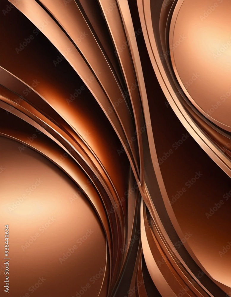 Poster a close-up of bronze surface with a gradient, featuring curved lines and subtle light reflections. t