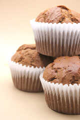 Fresh Baked Homemade Gingerbread Muffins with Buffalo Check and Sunflower Background