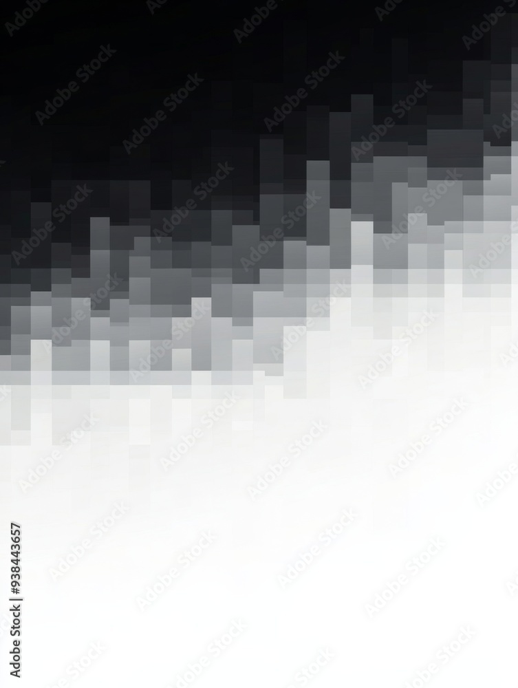 Poster grey gradient background with pixel art-style design of horizontal rows for sound waves and digital 