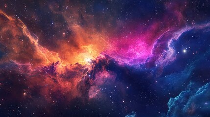 A beautiful, starry night sky with a purple cloud in the middle