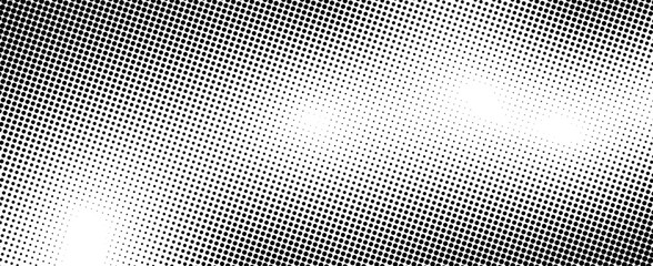 Halftone grunge background with gradient . Faded dot texture. Black retro geometric pattern in manga, anime style. Dotted gradation in pop art style. Vector illustration.
