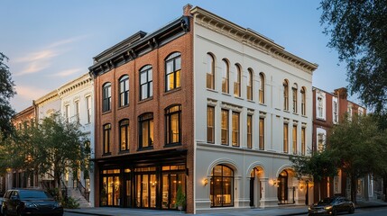 Fototapeta premium Historic building restoration for commercial spaces