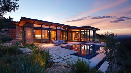 Eco-friendly home design featuring solar panels