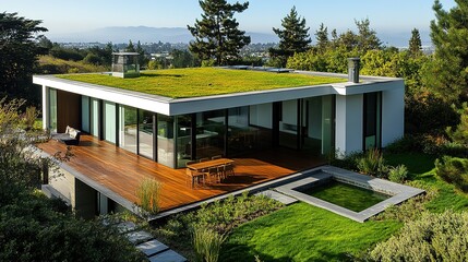 Obraz premium Eco-friendly home design featuring solar panels