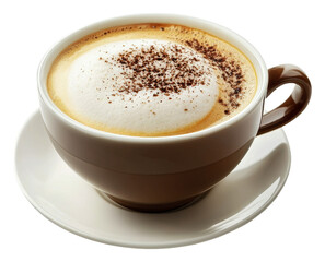 PNG A warm cup of cappuccino with frothy top and cocoa