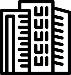 Simple vector icon of a city skyline with tall buildings