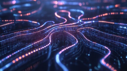 A colorful, abstract image of a network of lines and dots