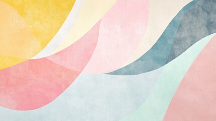 Fototapeta premium A colorful painting of a mountain range with a blue and pink sky.