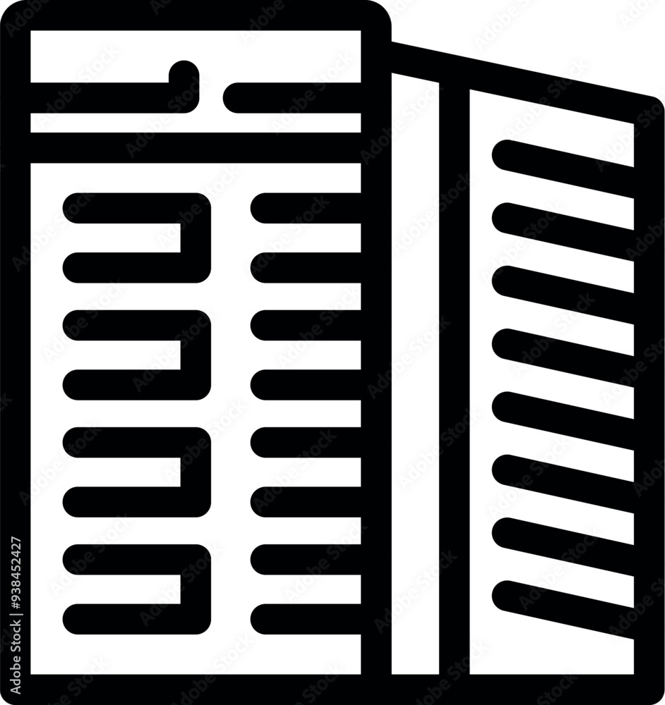 Poster black linear data center server room hosting and storing big data information icon